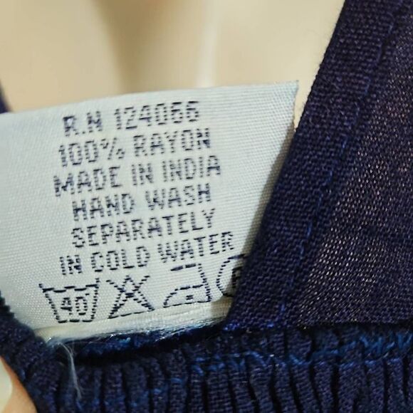 Vintage Floral Tie Dye Hippie Embroidered Shoreline Size L/XL Asymmetrical Hem 9 - Picture 10 of 14